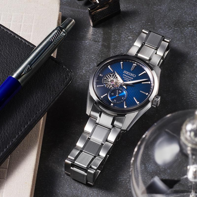 Gents Seiko Presage Ao Sharp-Edged Open Heart