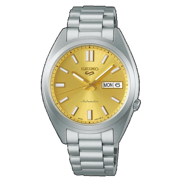Seiko 5 Sports Automatic Men's Watch Yellow Dial Stainless Steel Bracelet SRPL59K1