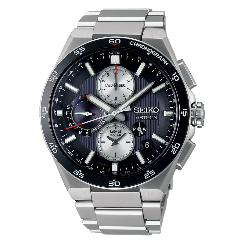 Seiko Astron GPS Solar Chronograph Watch for Men, Titanium Ceramic Bezel, World Time
