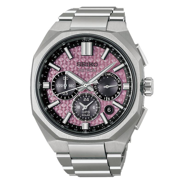 Seiko Astron Men's GPS Solar Titanium Watch Crystal Pink