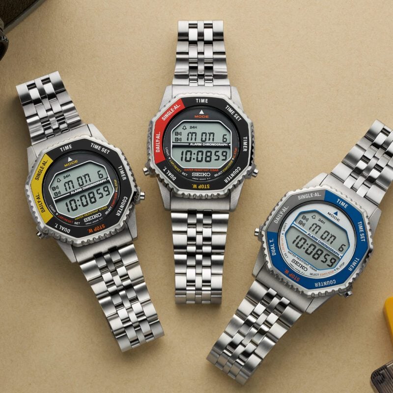 Seiko Men's Retro Digital Alarm Chronograph Stainless Steel Watch
