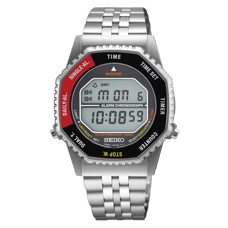 Seiko Men's Retro Digital Alarm Chronograph Stainless Steel Watch