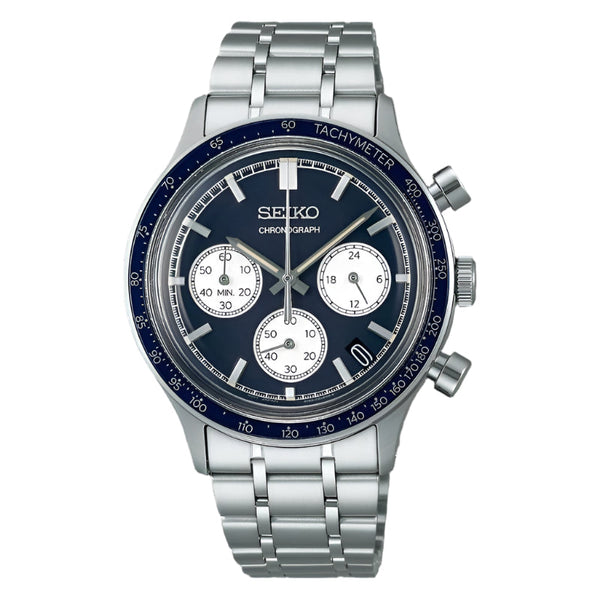 Seiko Men's Sport Quartz Chronograph Blue Dial Stainless Steel Watch